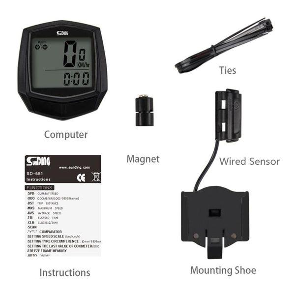 sunding bike wired satch bicycle computer multifunction speedometer odometer sensor outdoor sport accessories sd-581 black
sunding bike wired satch bicycle computer multifunction speedometer odometer sensor outdoor sport accessories sd-581 black
