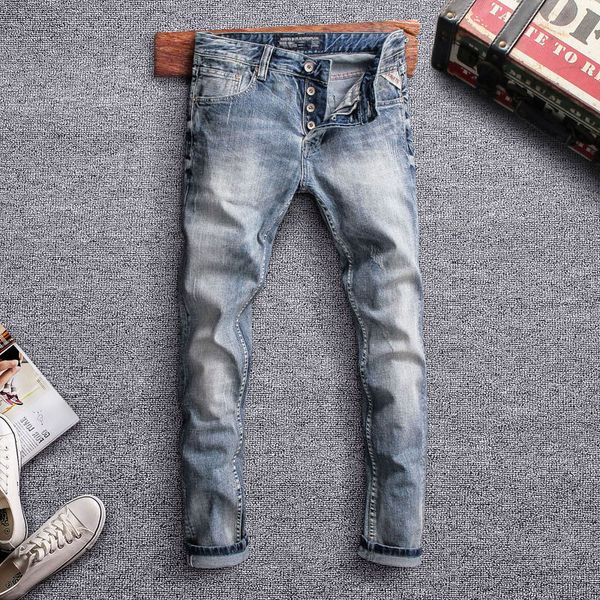 italian vintage style fashion men jeans slim fit classical jeans men buttons pants light blue designer homme
italian vintage style fashion men jeans slim fit classical jeans men buttons pants light blue designer homme