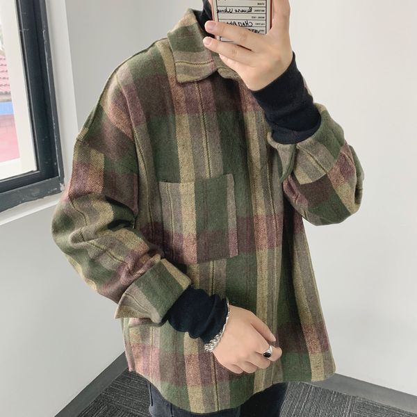 thickening woolen shirt men fashion retro casual plaid shirt streetwear hip hop loose long-sleeved woolen jacket men, White;black
thickening woolen shirt men fashion retro casual plaid shirt streetwear hip hop loose long-sleeved woolen jacket men, White;black