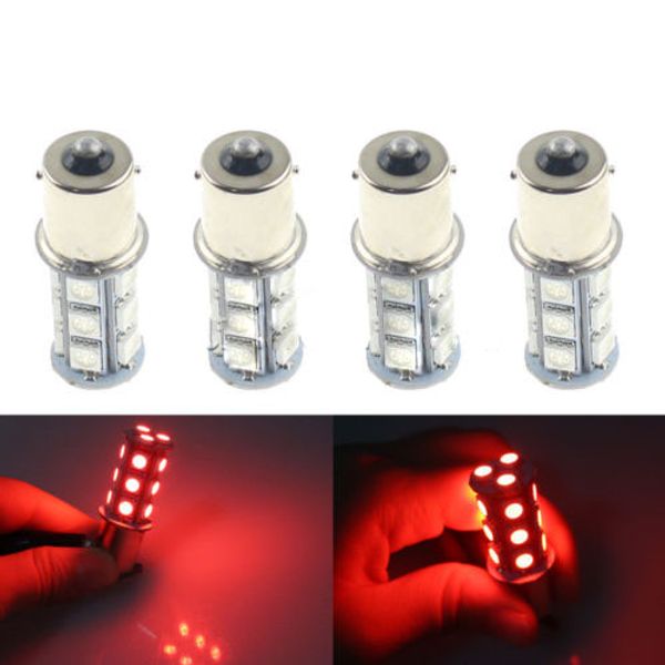 4pcs 1156/1141 ba15s 5050 18 smd car rv trailer led ultra red light bulb lamp
