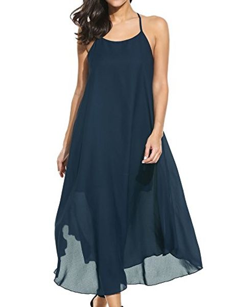 zeagoo women's casual spaghetti strap halter chiffon sundress long maxi beach party dresses, Black;gray
zeagoo women's casual spaghetti strap halter chiffon sundress long maxi beach party dresses, Black;gray