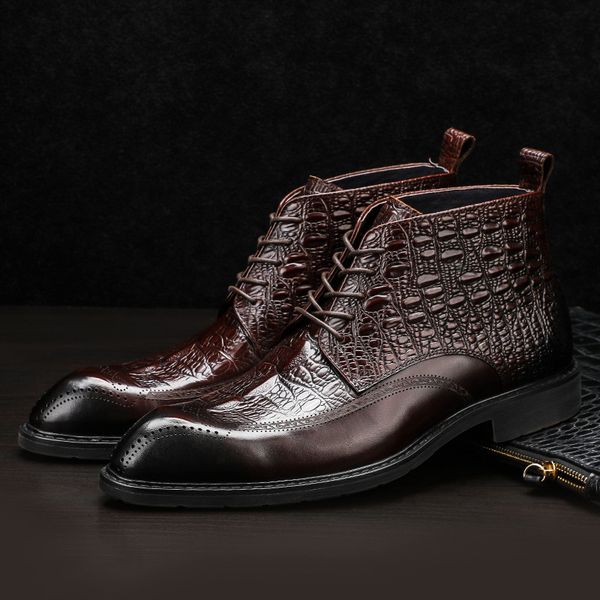 mens casual big size party nightclub dresses cow leather boots point toe bullock shoes brogue shoe alligator grain pattern botas, Black
mens casual big size party nightclub dresses cow leather boots point toe bullock shoes brogue shoe alligator grain pattern botas, Black