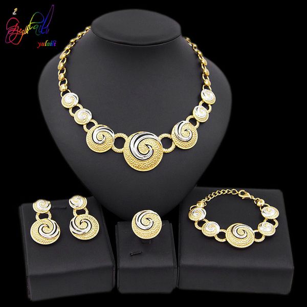 yulaili latest bridal jewelry sets charm two tones rhinestone round shape necklace earrings bracelet ring for women wholesale, Black
yulaili latest bridal jewelry sets charm two tones rhinestone round shape necklace earrings bracelet ring for women wholesale, Black
