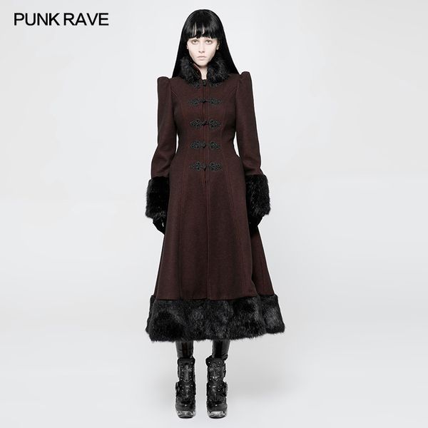 punk rave women gothic jackets elegant winter coat vintage princess with fur collar outwear stage performance wool coat, Black
punk rave women gothic jackets elegant winter coat vintage princess with fur collar outwear stage performance wool coat, Black