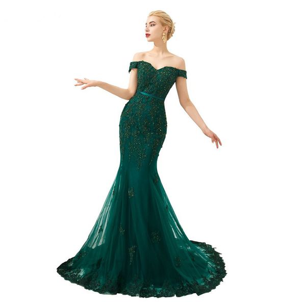 long off shoulder evening dresses for party sequins beads tulle mermaid evening prom gowns vestidos de festa, Black;red
long off shoulder evening dresses for party sequins beads tulle mermaid evening prom gowns vestidos de festa, Black;red