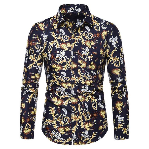 men print shirts long sleeves slim fit floral male casual for spring -mx8, White;black
men print shirts long sleeves slim fit floral male casual for spring -mx8, White;black