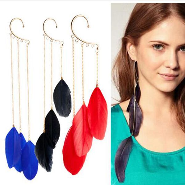 2019 new fashion street feather earrings female girl punk tassel ear hook earrings ear clip cuff, Silver
2019 new fashion street feather earrings female girl punk tassel ear hook earrings ear clip cuff, Silver