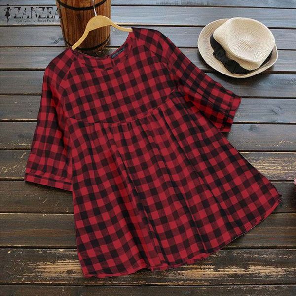 women's check blouse 2020 zanzea vintage summer shirts casual button down blusas female half sleeve tunic plaid oversized, White
women's check blouse 2020 zanzea vintage summer shirts casual button down blusas female half sleeve tunic plaid oversized, White