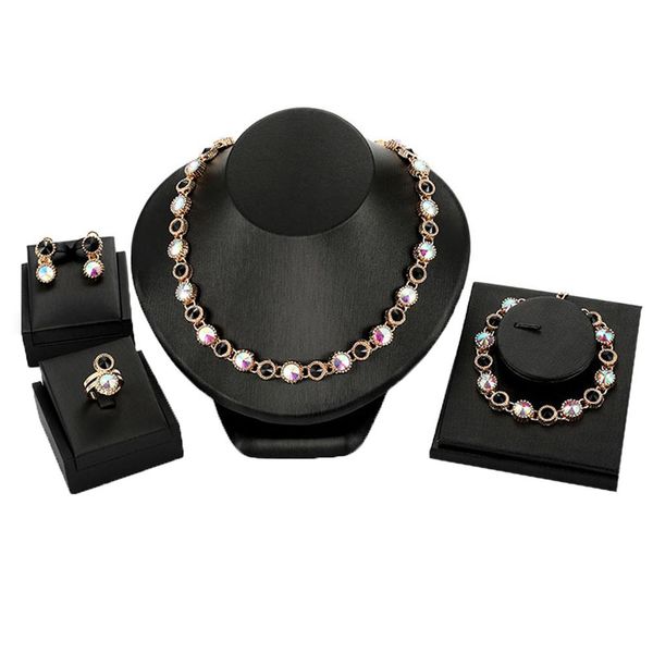 2019 women 4pcs/set alloy linked rhinestone necklace earrings bracelet ring jewelry gift new chic, Silver
2019 women 4pcs/set alloy linked rhinestone necklace earrings bracelet ring jewelry gift new chic, Silver