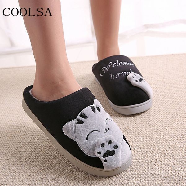 men's warm cotton slippers indoors bedroom floor shoes men's fur slides cute cat plush home sandals male covered heel flip flops, Black
men's warm cotton slippers indoors bedroom floor shoes men's fur slides cute cat plush home sandals male covered heel flip flops, Black