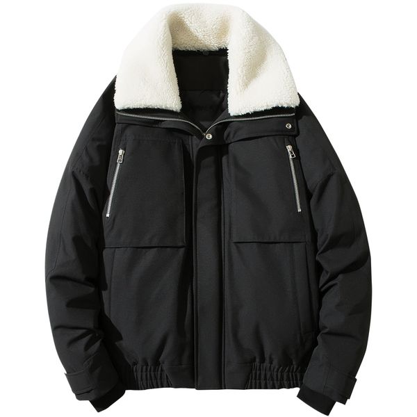 man winter cotton-padded coat men's winter padded jacket mens parka jacket, Black