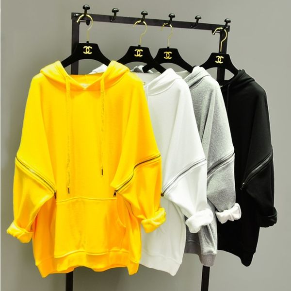 new autumn winter pure color loose sweatshirt women thicken plus velvet shirt with hood student girls bat sleeve hoodies, Black
new autumn winter pure color loose sweatshirt women thicken plus velvet shirt with hood student girls bat sleeve hoodies, Black