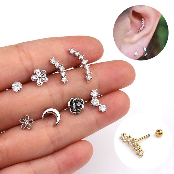 ttlife 1pc rose flower moon cubic zirconia 16g 20g earrings studs elegant women ear tragus helix cartilage piercing body jewelry, Slivery;golden
ttlife 1pc rose flower moon cubic zirconia 16g 20g earrings studs elegant women ear tragus helix cartilage piercing body jewelry, Slivery;golden