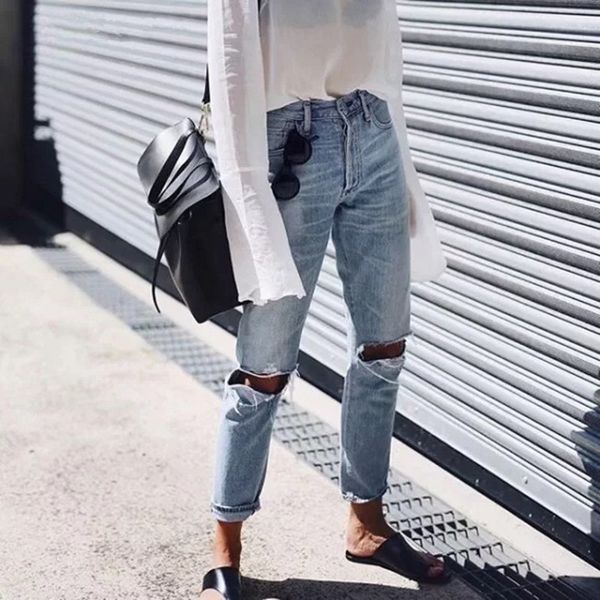 2019 vintage ankle-length harem pants casual trousers boyfriend style high waist knee hollow out hole light blue denim jeans
2019 vintage ankle-length harem pants casual trousers boyfriend style high waist knee hollow out hole light blue denim jeans