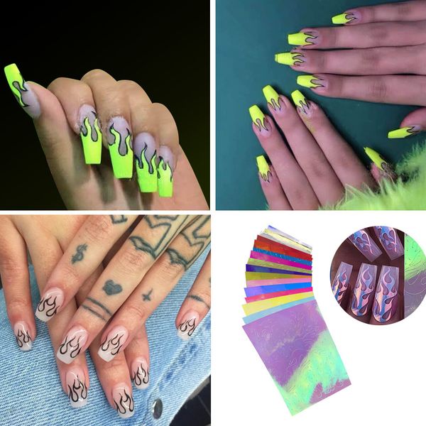 16pcs fire nail holographic strip tape nail art stickers diy foil decal sticker flame reflections tape adhesive 8x6cm, Black
16pcs fire nail holographic strip tape nail art stickers diy foil decal sticker flame reflections tape adhesive 8x6cm, Black