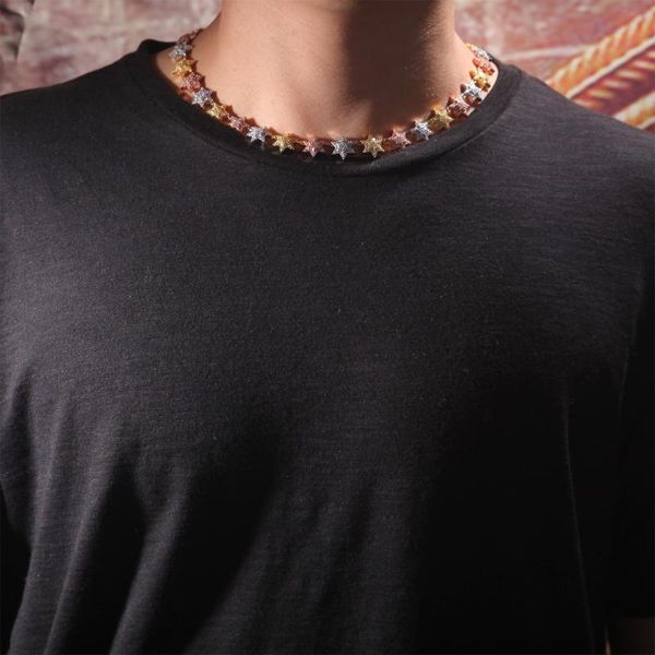 hip hop bling full iced out 1 row six star cz stone chain cubic zirconia star shape colorful chokers necklaces men jewelry, Silver
hip hop bling full iced out 1 row six star cz stone chain cubic zirconia star shape colorful chokers necklaces men jewelry, Silver