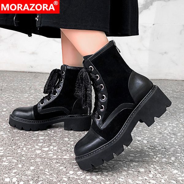 morazora 2020 new arrival women ankle boots genuine leather platform boots lace up autumn fashion square heels punk shoes woman, Black
morazora 2020 new arrival women ankle boots genuine leather platform boots lace up autumn fashion square heels punk shoes woman, Black