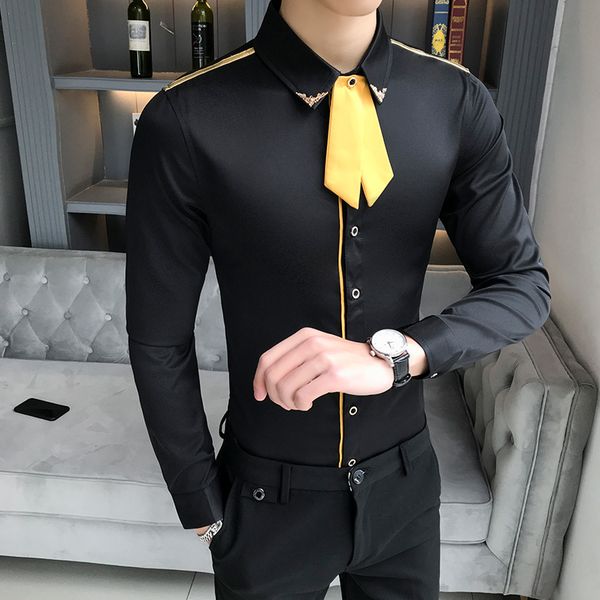 2020 brand clothing men spring slim cotton shirt with casual long sleeves / male lapel dress shirts plus size s-5xl, White;black
2020 brand clothing men spring slim cotton shirt with casual long sleeves / male lapel dress shirts plus size s-5xl, White;black