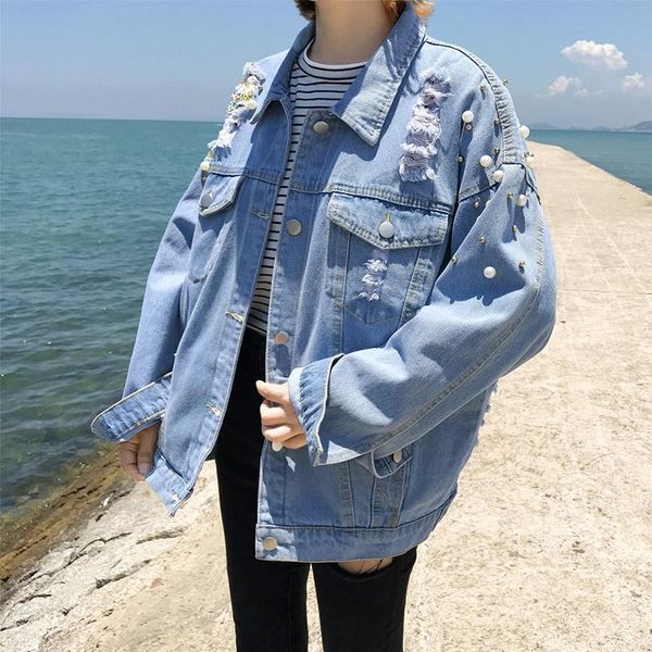 2019 autumn women plus size jacket fashion long sleeve pearl sequin loose outerwear oversize denim coat, Black;brown
2019 autumn women plus size jacket fashion long sleeve pearl sequin loose outerwear oversize denim coat, Black;brown