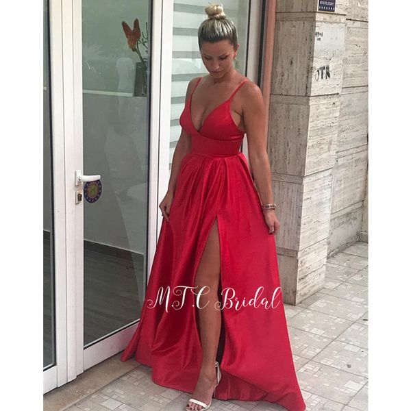 red evening dresses 2019 high slit spaghetti strap sweetheart long women party dress vestido de fiesta cheap, White;black
red evening dresses 2019 high slit spaghetti strap sweetheart long women party dress vestido de fiesta cheap, White;black