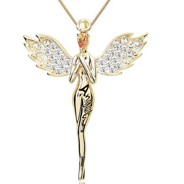 1pc gold sliver crystal zircon rhinestone design angel wings sweater chain pendants necklaces for women angle girl gift, Silver
1pc gold sliver crystal zircon rhinestone design angel wings sweater chain pendants necklaces for women angle girl gift, Silver