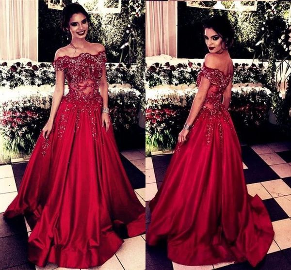 2019 new evening dresses arabic celebrity party gowns off shoulder applique sequins a line prom dress custom made special occasion dresses, Black;red 
2019 new evening dresses arabic celebrity party gowns off shoulder applique sequins a line prom dress custom made special occasion dresses, Black;red