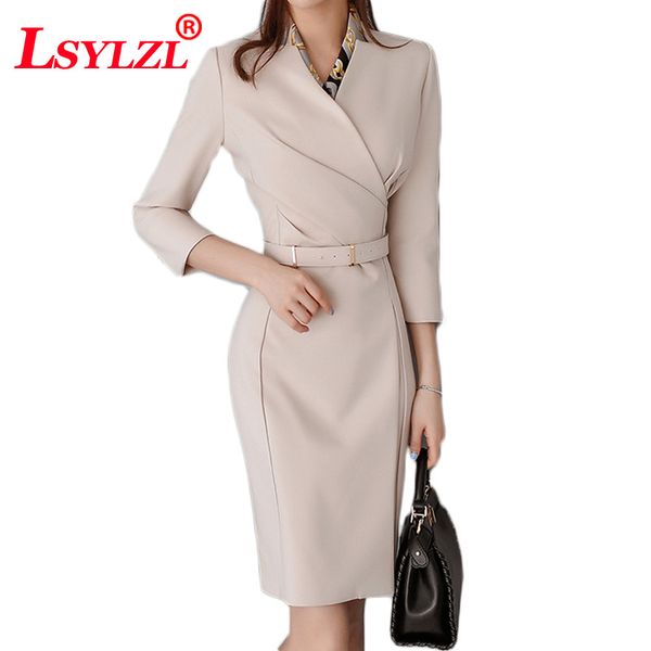 beige notched neck formal suits dress women 2019 autumn pencil bodycon dresses with sashes belt business ol vestidos q270, Black;gray
beige notched neck formal suits dress women 2019 autumn pencil bodycon dresses with sashes belt business ol vestidos q270, Black;gray