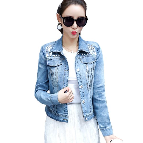 plus size ladies spring denim jacket for women 2019 long sleeve chaqueta mujer slim pearl jeans jacket women sequin denim coat, Black;brown
plus size ladies spring denim jacket for women 2019 long sleeve chaqueta mujer slim pearl jeans jacket women sequin denim coat, Black;brown