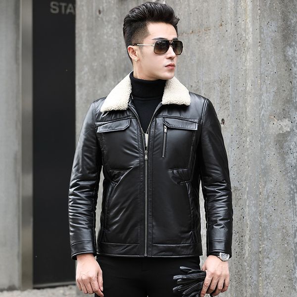 men's leather & faux duck genuine down cow winter coat wool collar real jacket men 2021 casaco sy70n yy2225, Black
men's leather & faux duck genuine down cow winter coat wool collar real jacket men 2021 casaco sy70n yy2225, Black