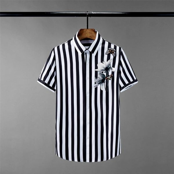 men's casual shirts minglu stripe mens luxury floral printed short sleeve man plus size 4xl fashioni slim fit male, White;black
men's casual shirts minglu stripe mens luxury floral printed short sleeve man plus size 4xl fashioni slim fit male, White;black
