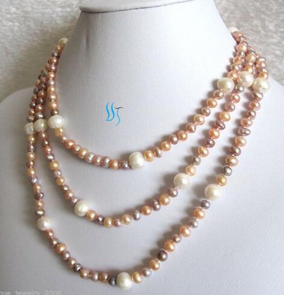 52" 5-10mm white peach pink lavender freshwater pearl necklace fashion jewelry, Silver
52" 5-10mm white peach pink lavender freshwater pearl necklace fashion jewelry, Silver