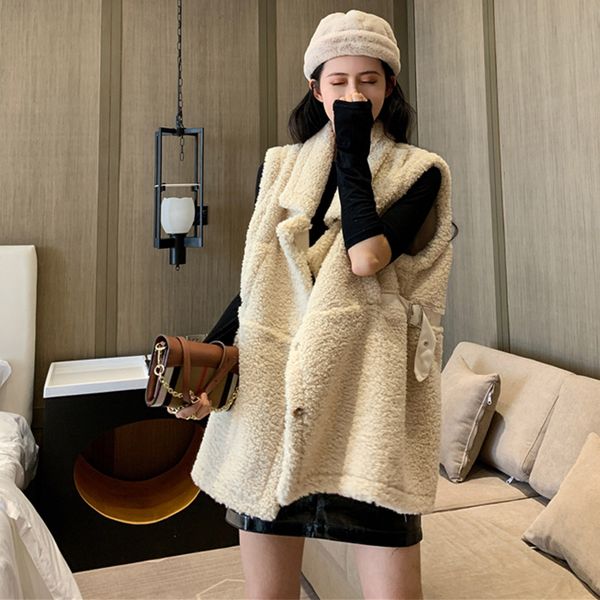 women faux fur cashmere vest solid turn-down collar sleeveless single breasted female vests winter spring fashion ladies clothes, Black;white
women faux fur cashmere vest solid turn-down collar sleeveless single breasted female vests winter spring fashion ladies clothes, Black;white