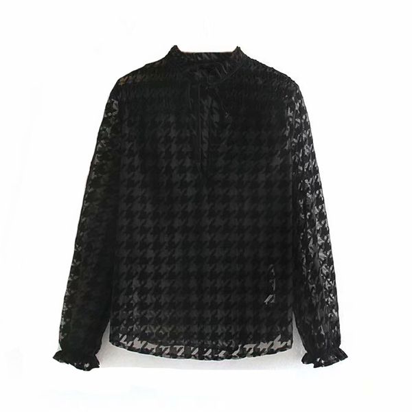 lace mesh see through women stylish blouses ruffle long sleeve casual black blouse houndstooth decorate elegant shirt blusas, White
lace mesh see through women stylish blouses ruffle long sleeve casual black blouse houndstooth decorate elegant shirt blusas, White