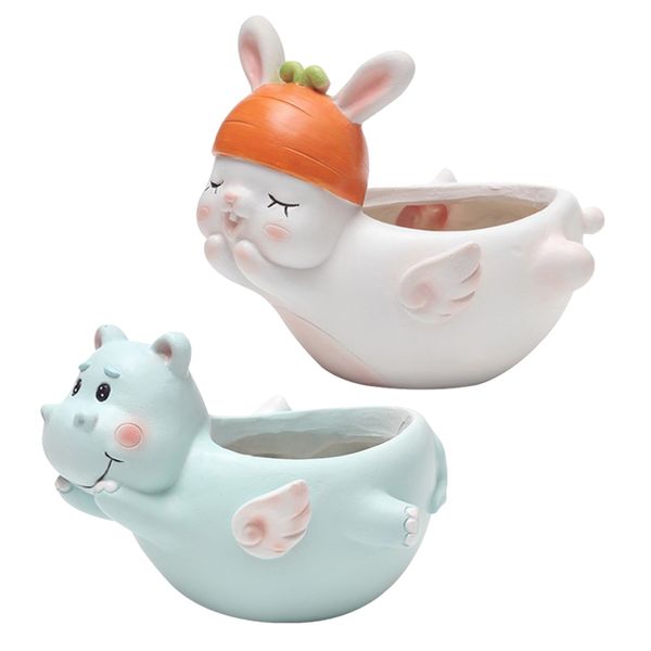 2x resin flower pot garden planters indoor, plant containers with cartoon animal shape detailing
2x resin flower pot garden planters indoor, plant containers with cartoon animal shape detailing