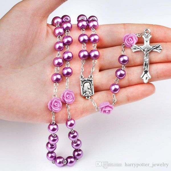 3 colors catholic rosary madonna jesus cross necklace pendants pearl bead chain fashion belief jewelry for women drop ship, Silver
3 colors catholic rosary madonna jesus cross necklace pendants pearl bead chain fashion belief jewelry for women drop ship, Silver