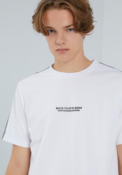 men's white printing fashion casual wear short sleeve lace sleeve men's t-shirt, White;black
men's white printing fashion casual wear short sleeve lace sleeve men's t-shirt, White;black