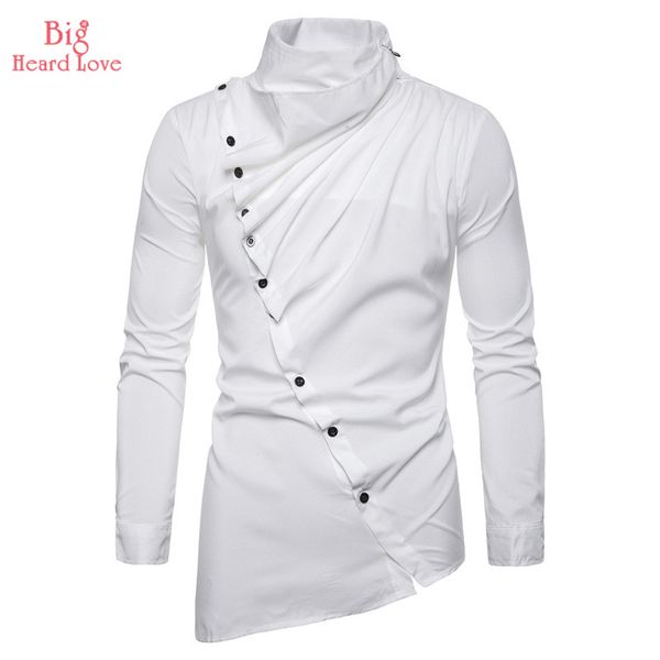 men's asymmetrical slanting door stacking long sleeve shirt autumn casual formal dress shirts nnx-085, White;black
men's asymmetrical slanting door stacking long sleeve shirt autumn casual formal dress shirts nnx-085, White;black