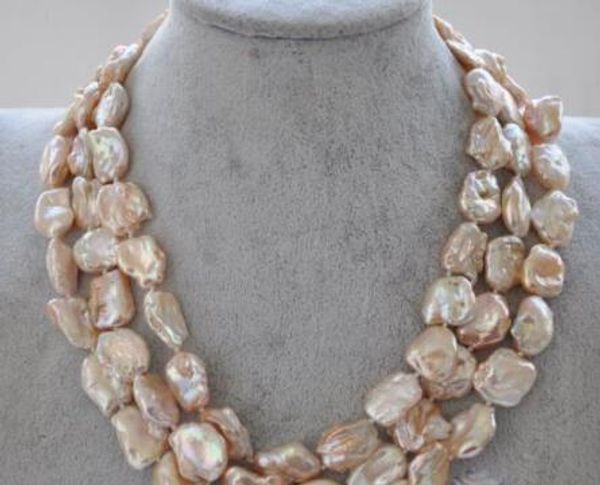 necklace ++3row 20mm pink baroque keshi reborn pearl necklace mabe clasp new, Silver
necklace ++3row 20mm pink baroque keshi reborn pearl necklace mabe clasp new, Silver