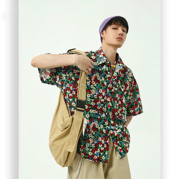 men summer flower print casual short sleeve shirts japan korea streetwear male vintage fashion hip hop thin loose beach shirts, White;black
men summer flower print casual short sleeve shirts japan korea streetwear male vintage fashion hip hop thin loose beach shirts, White;black