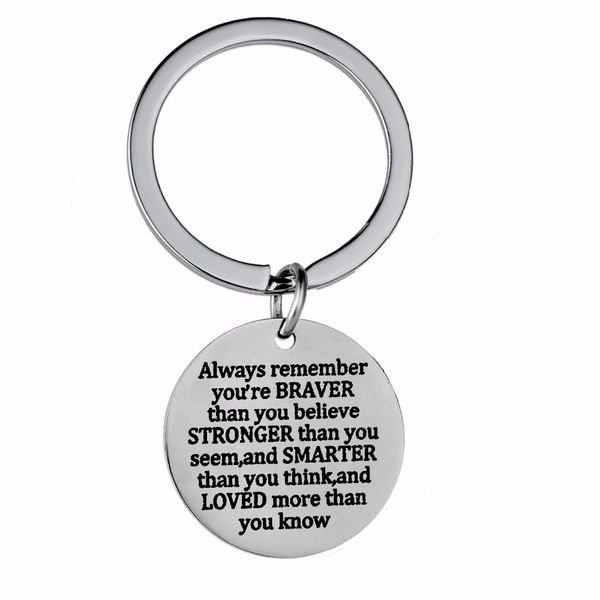 12pc/lot inspirational gifts always remember you are braver than you believe stronger key ring stainless steel keychain jewelry, Slivery;golden
12pc/lot inspirational gifts always remember you are braver than you believe stronger key ring stainless steel keychain jewelry, Slivery;golden