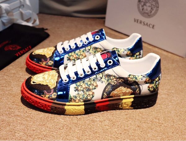 premium luxury men's jogging sneakers party casual shoes triple fashion designer shoes men's vintage medusa pattern, Black