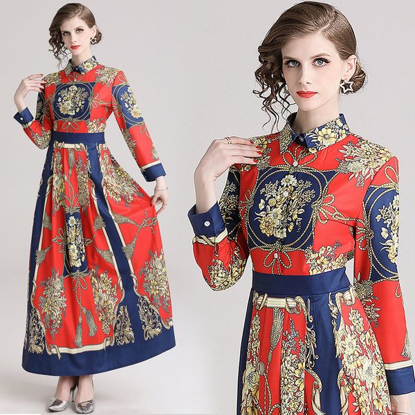 luxury designer vintage maxi dress long sleeve spring autumn elegant slim party prom plus size ladies baroque print runway dresses, Black;gray
luxury designer vintage maxi dress long sleeve spring autumn elegant slim party prom plus size ladies baroque print runway dresses, Black;gray