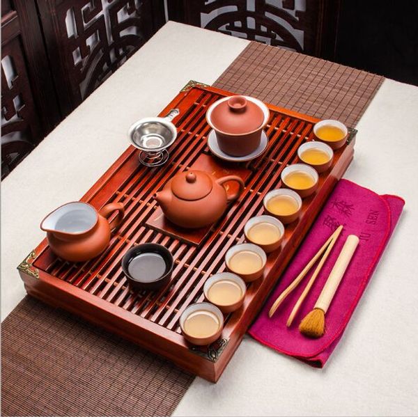 1 set kung fu tea set yixing purple sand art solid wood tea tray ceremony tea table
1 set kung fu tea set yixing purple sand art solid wood tea tray ceremony tea table