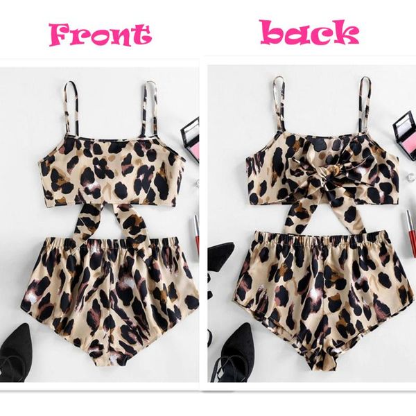 new 2pcs women spaghetti strap tank shorts leopard print bow sleepwear babydoll nightwear pajamas set, Blue;gray
new 2pcs women spaghetti strap tank shorts leopard print bow sleepwear babydoll nightwear pajamas set, Blue;gray