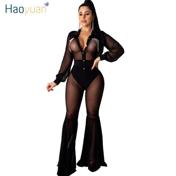 haoyuan black sheer mesh rompers women jumpsuit body overalls one piece club outfit long sleeve bodycon flare jumpsuit, Black;white
haoyuan black sheer mesh rompers women jumpsuit body overalls one piece club outfit long sleeve bodycon flare jumpsuit, Black;white