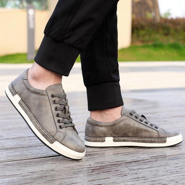 2019 new pu men solid shoes fashion men sliding shoes lace up man sneakers all match leisure shoes sport casual flats, Black
2019 new pu men solid shoes fashion men sliding shoes lace up man sneakers all match leisure shoes sport casual flats, Black