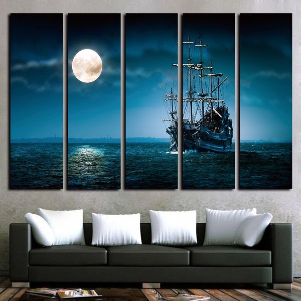 5 panels moonlight ocean ship sailing artworks giclee canvas wall art for kid home wall decor abstract poster canvas print oil painting
5 panels moonlight ocean ship sailing artworks giclee canvas wall art for kid home wall decor abstract poster canvas print oil painting