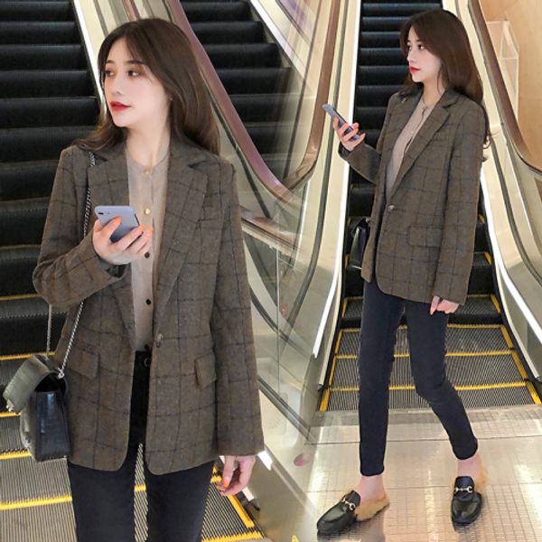 spring autumn plaid loose vintage retro single button pocket women lady female casual blazer suits, White;black
spring autumn plaid loose vintage retro single button pocket women lady female casual blazer suits, White;black