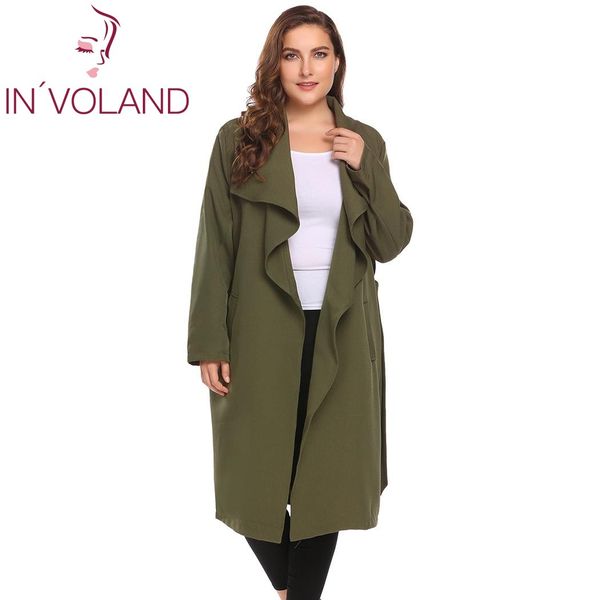 in'voland plus size l-4xl women trench coat autumn winter draped open front long sleeve outwear overcoat windbreaker with belt, Tan;black
in'voland plus size l-4xl women trench coat autumn winter draped open front long sleeve outwear overcoat windbreaker with belt, Tan;black