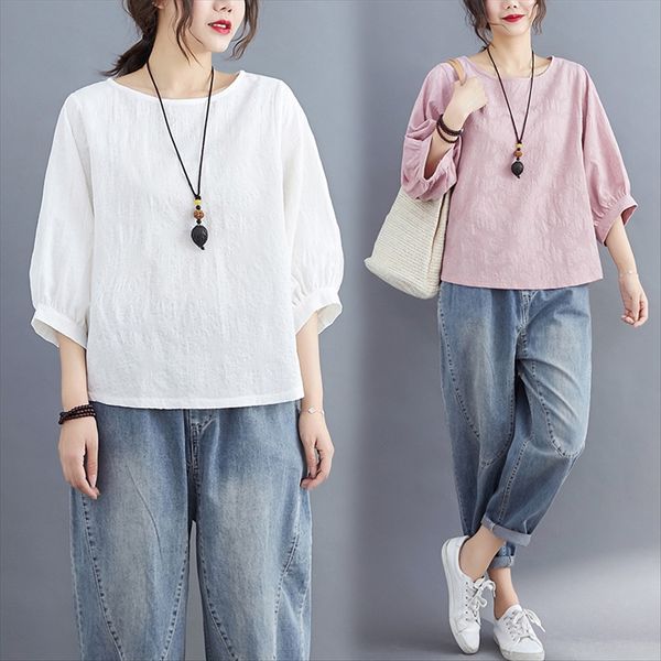 fat mm2020 summer jacquard t-shirt jacket short jacket cotton and linen large size lantern sleeve half sleeve round collar t-shirt short top, White
fat mm2020 summer jacquard t-shirt jacket short jacket cotton and linen large size lantern sleeve half sleeve round collar t-shirt short top, White